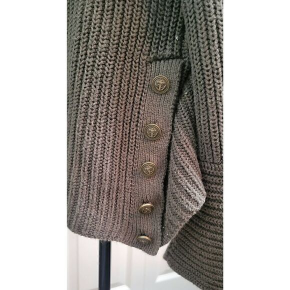 Sonoma Sz XL Drk Green V Neck, Anchor Buttons Side Tunic Sweater - Picture 4 of 6